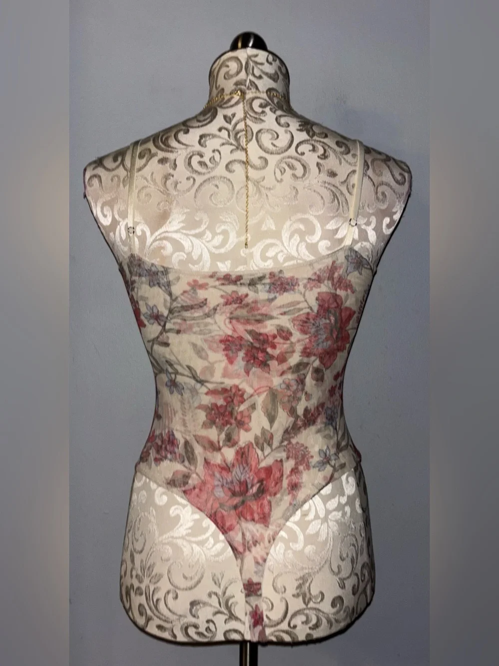 Free PeopleFloral Lace Bodysuit Corset in Cream Size Small